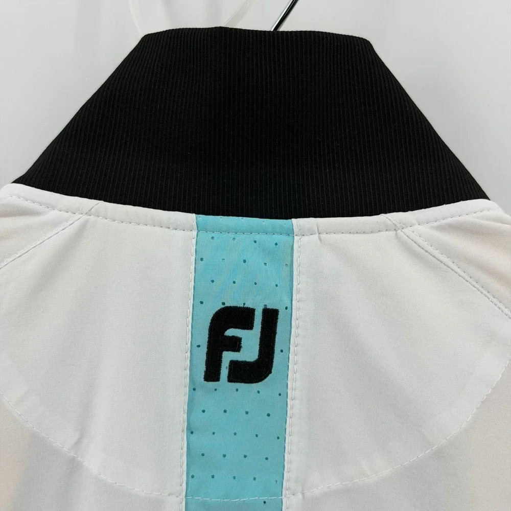 FootJoy FJ Mens White Golf Track Jacket Full Zip Logo Athletic Sportswear Size S
